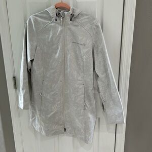 Free Country waterproof fleece lined longline gray floral hooded jacket medium